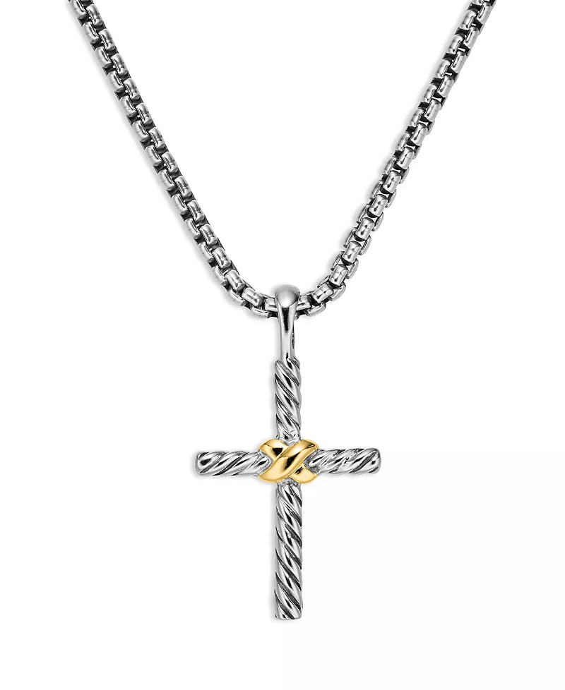 David Yurman Petite X Cross Necklace with 14K Gold, 18