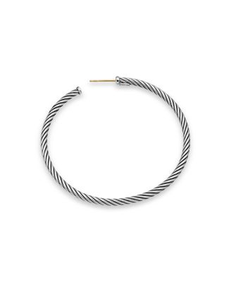 Sterling Silver Cable Hoop Earrings, 2 inch