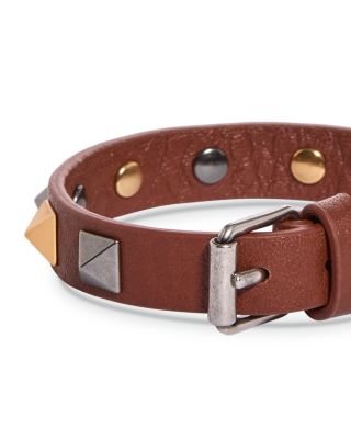 Stud Embellished Leather Bracelet