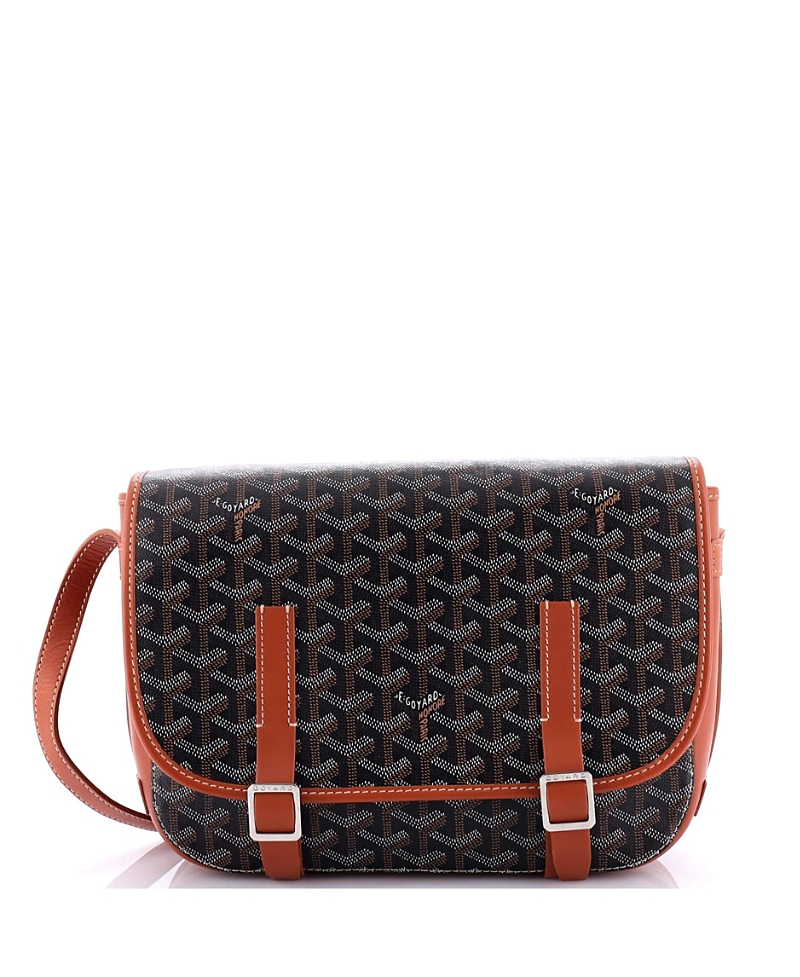 Pre-owned Pre-owned Goyard Goyard Mm Belvedere Messenger Bag Coated Canvas In Black/ Brown