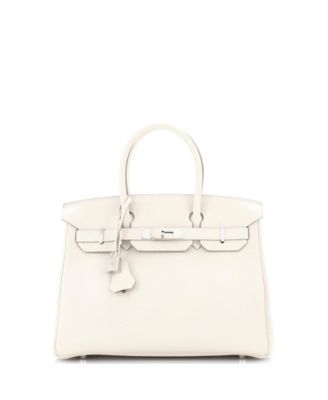 Pre-Owned Hermes Birkin 30 Handbag Light Clemence with Palladium Hardware