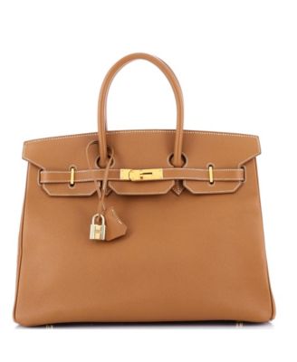 Pre-Owned Hermes Birkin 35 Handbag Brown Courchevel with Gold Hardware