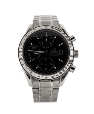 Pre-Owned Omega Speedmaster Date Chronograph Automatic Watch in Stainless Steel and Leather 39mm