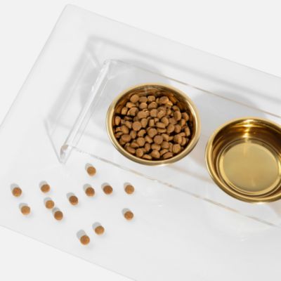 Small Double Bowl Pet Feeder, 1 Pint Bowls