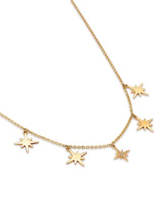 14K Yellow Gold Diamond Starburst Fringe Statement Necklace, 16"