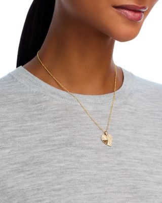 Diamond Pav&eacute; Sunray Heart Pendant Necklace in 14K Yellow Gold, 0.25 tcw