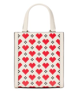 Manhattan Pixel Hearts Embossed Saffiano Leather Mini Tote 