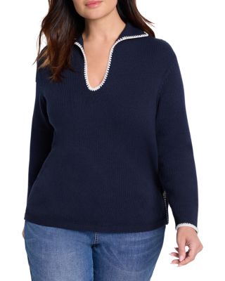 Nic+Zoe Plus Blanket Stitch Sweater