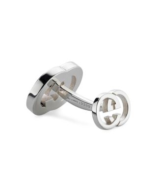 Men's Sterling Silver Interlocking G Black Enamel Cufflinks