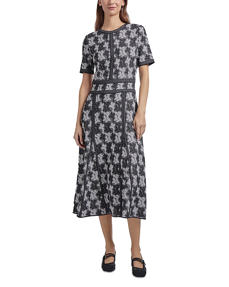 Misook Printed Short Sleeve Midi Dress