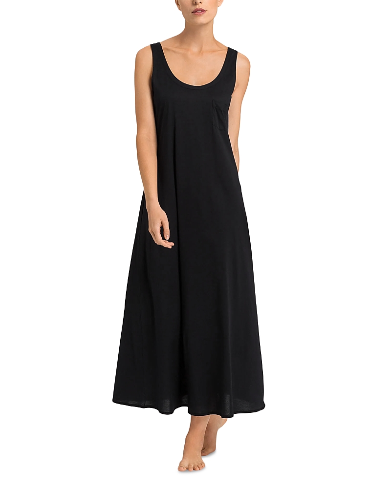 Shop Hanro Cotton Deluxe Tank Nightgown In Black
