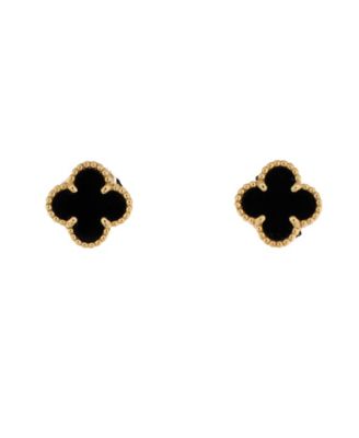 Pre-Owned Van Cleef & Arpels - Sweet Alhambra Stud Earrings 18K Gold and Onyx