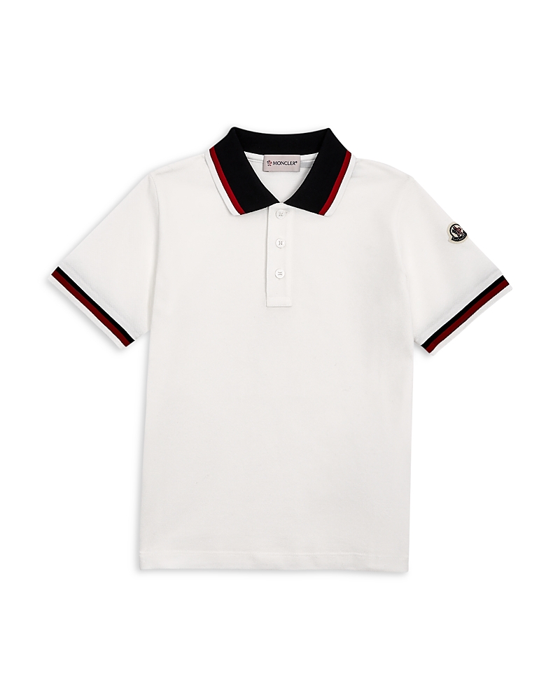 Moncler Boys' Maniche Ribbed Polo Shirt - Big Kid In Natural