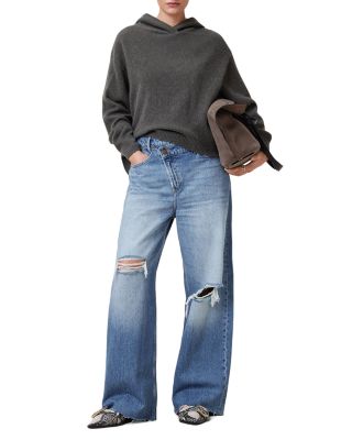 Aki Crossover High Rise Wide Leg Jeans in Light Indigo