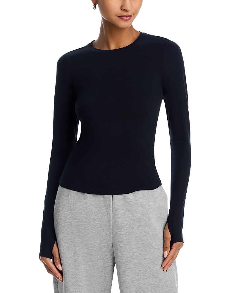 Splits59 Airweight Lite Long Sleeve Waist Length Top In Black In Blue