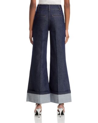 Raquelita Sheen High Rise Wide Leg Jeans in Dark Denim Blue