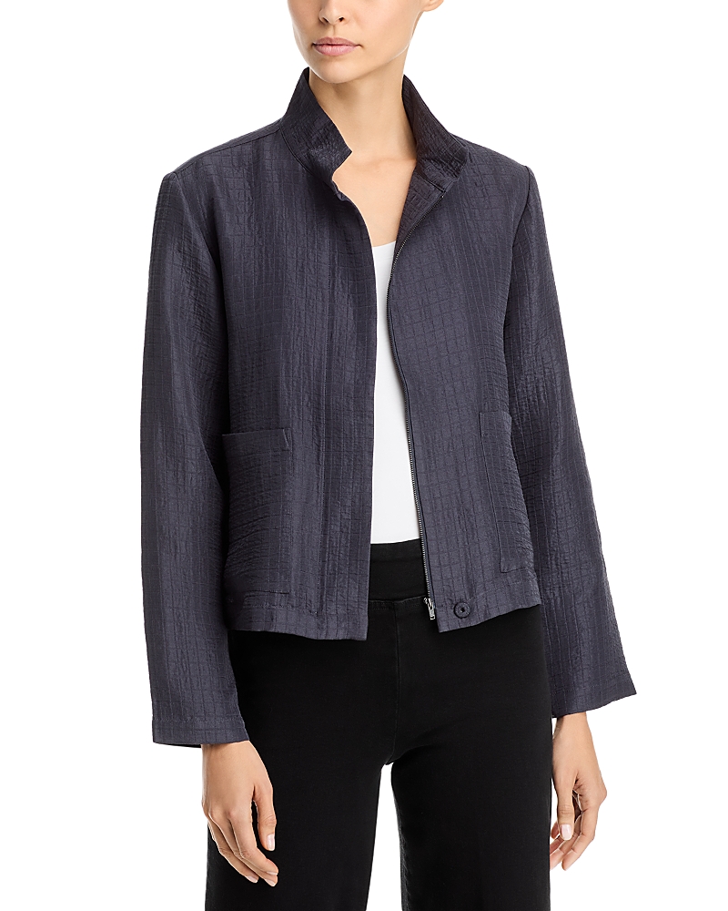 Eileen Fisher Stand Collar Silk Blend Jacket