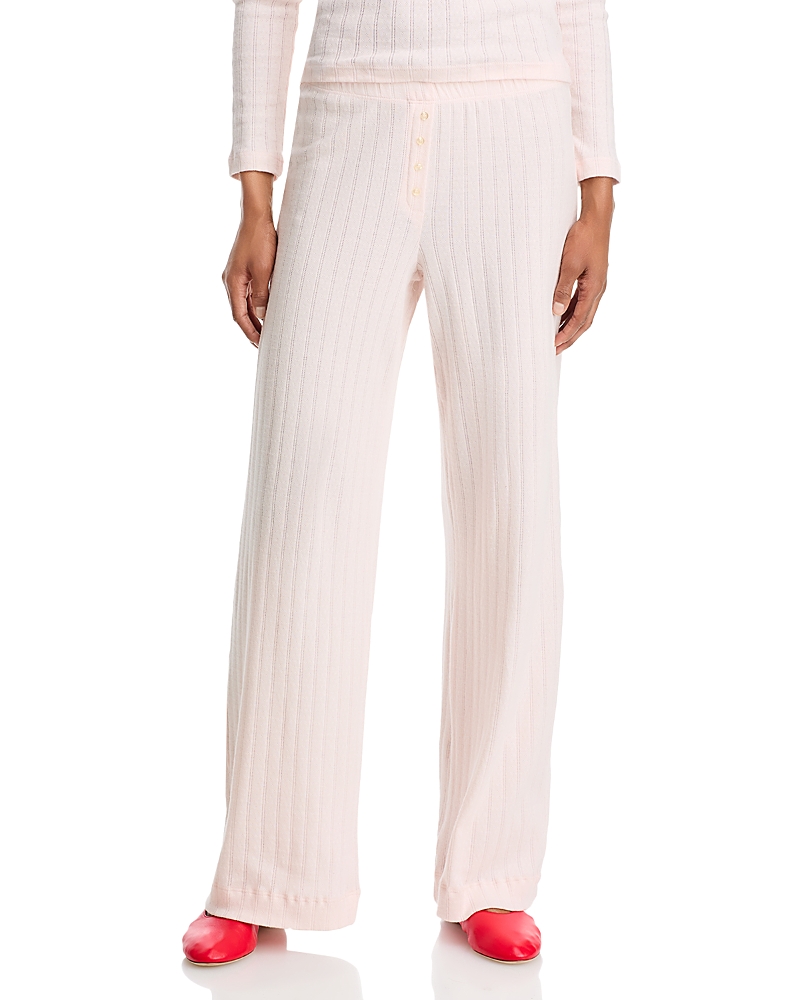 Leset Pink Pointelle Boxer Lounge Pants In Pink