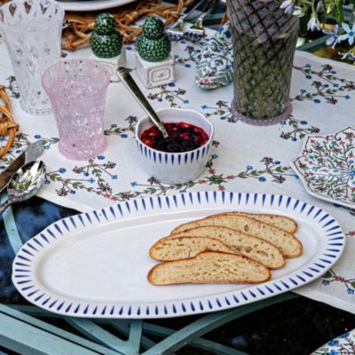 Sitio Stripe 15" Hostess Tray, Delft Blue