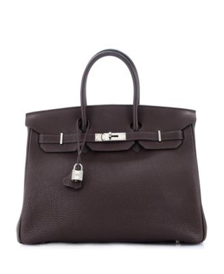 Pre-Owned HERMÈS - Birkin 35 Handbag Brown Togo with Palladium Hardware