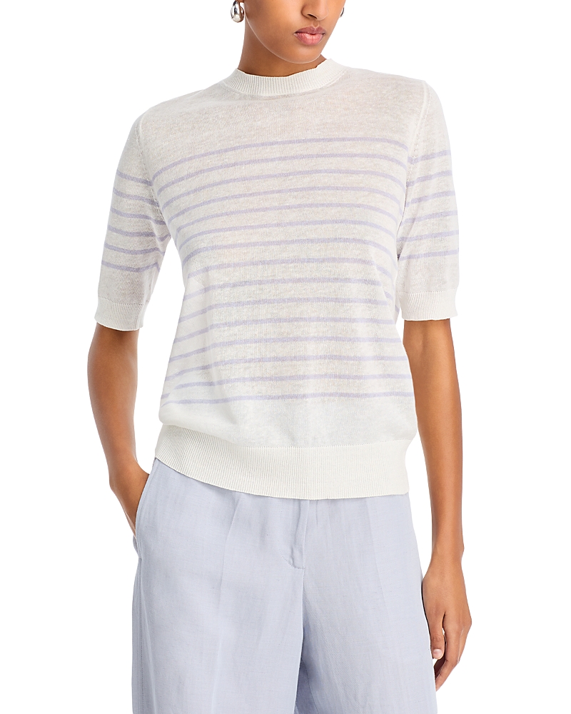 Fabiana Filippi Striped Linen-cotton Sweater In White