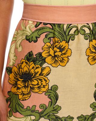 Delicate Flower Linen Arabesque Skirt
