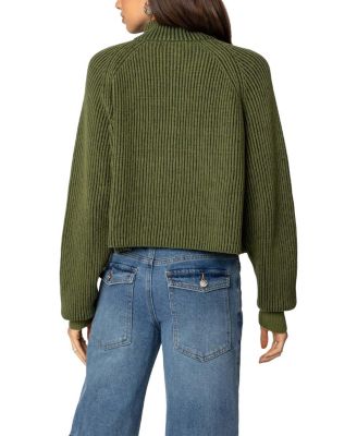 Cropped Rib Knit Half Zip Sweater