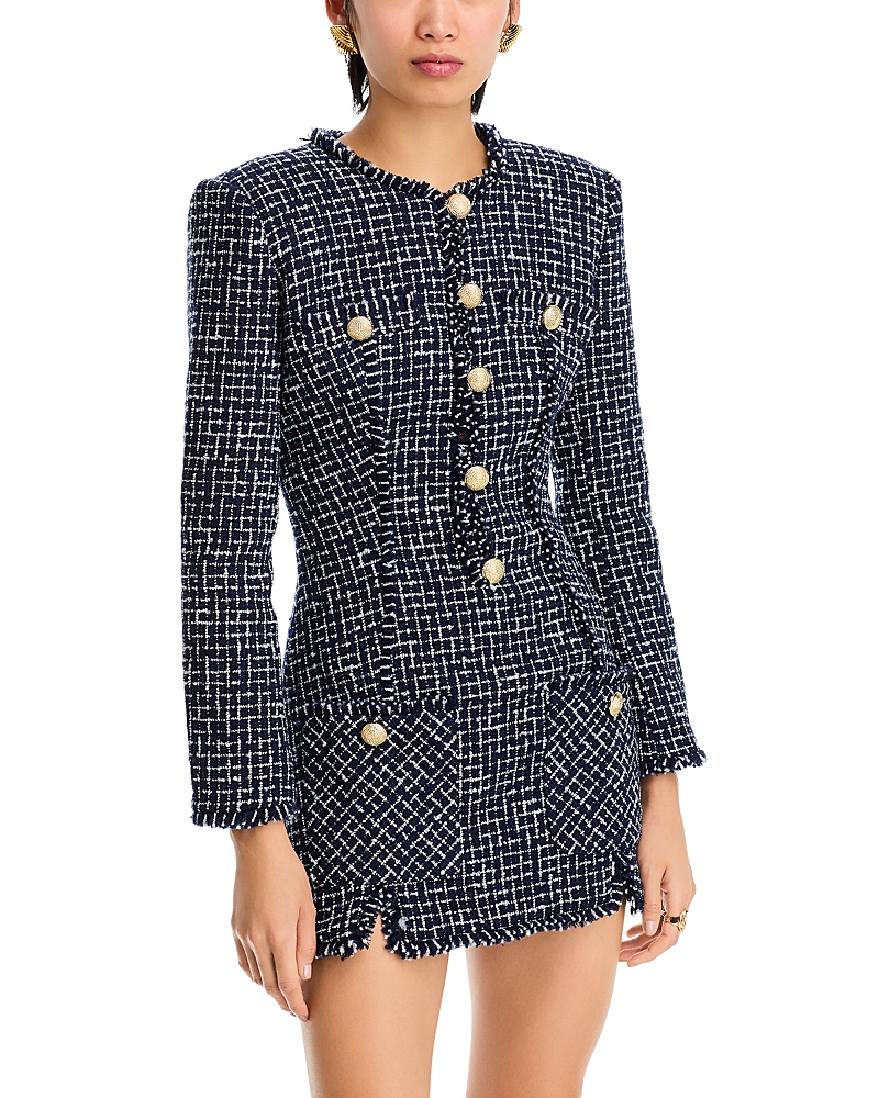 Ronny Kobo Gisele Tweed Mini Dress In Navy White