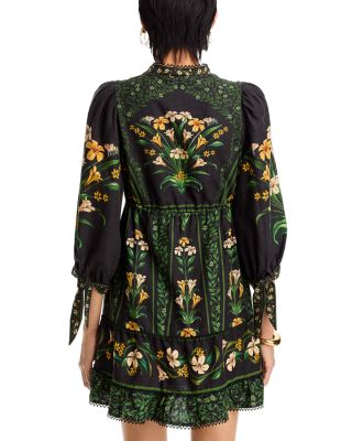 farm rio flowers arch linen blend mini dress Flowers Arch Linen Blend Minidress (Women)