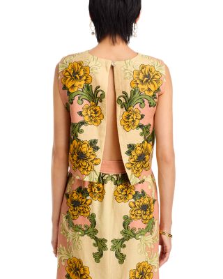 Delicate Flower Linen Arabesque Top