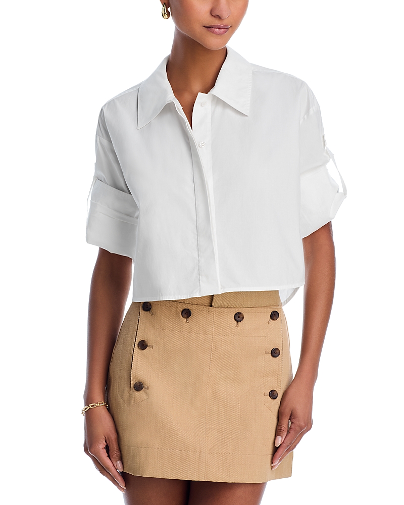 A.l.c Maude Cropped Button-front Top In White