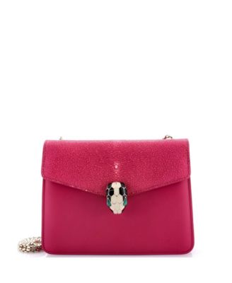 Pre-Owned Bvlgari - Small Serpenti Forever Square Shoulder Bag Leather and Stingray