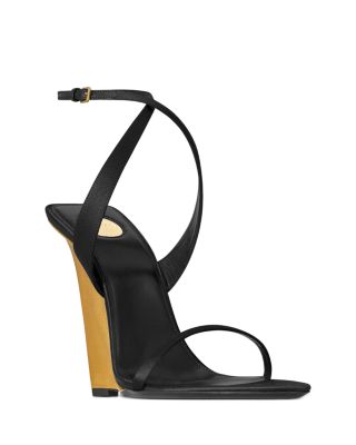 Saint Laurent★Salome wedge sandals Saint Laurent Salome Satin Strappy Wedge Sandals - Bergdorf