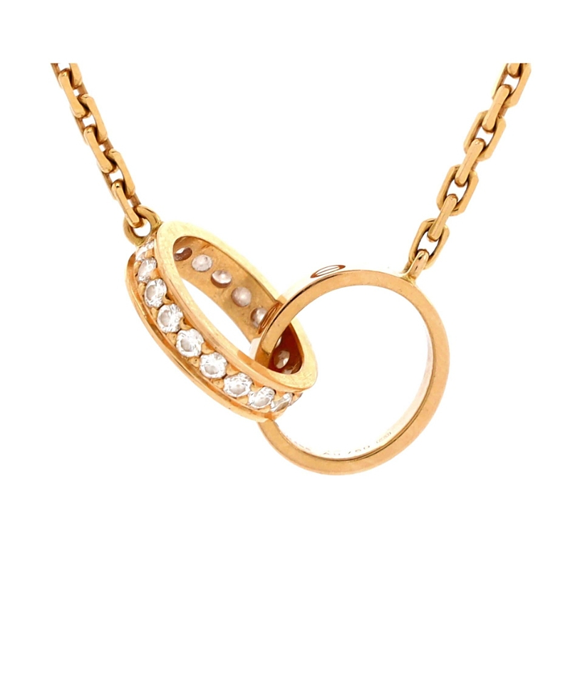 Pre-owned Pre-owned Cartier Cartier Love Interlocking Necklace 18k Rose Gold With Diamonds In K Gold