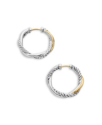 Petite Infinity Hoop Earrings in Sterling Silver with 14K Yellow Gold