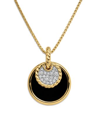 18K Yellow Gold DY Elements&reg; Black Onyx, Mother-of-Pearl & Diamond Convertible Pendant Necklace, 17"