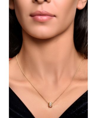 Diamond Baguette Beaded Pendant Necklace in 18K Yellow Gold, 0.35 tcw, 16"-20"