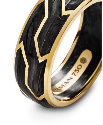 Men's Forged Carbon Band Ring in 18K Gold, 9.5