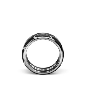 Men's 18K White Gold Forged Carbon 8.5mm Band