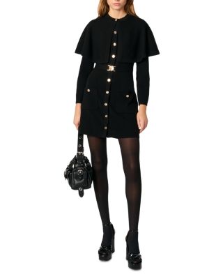 maje★Robe maille 2-en-1 cape amovible ワンピース 2-in-1 knit dress & removable cape Black / Gray For Women | Maje