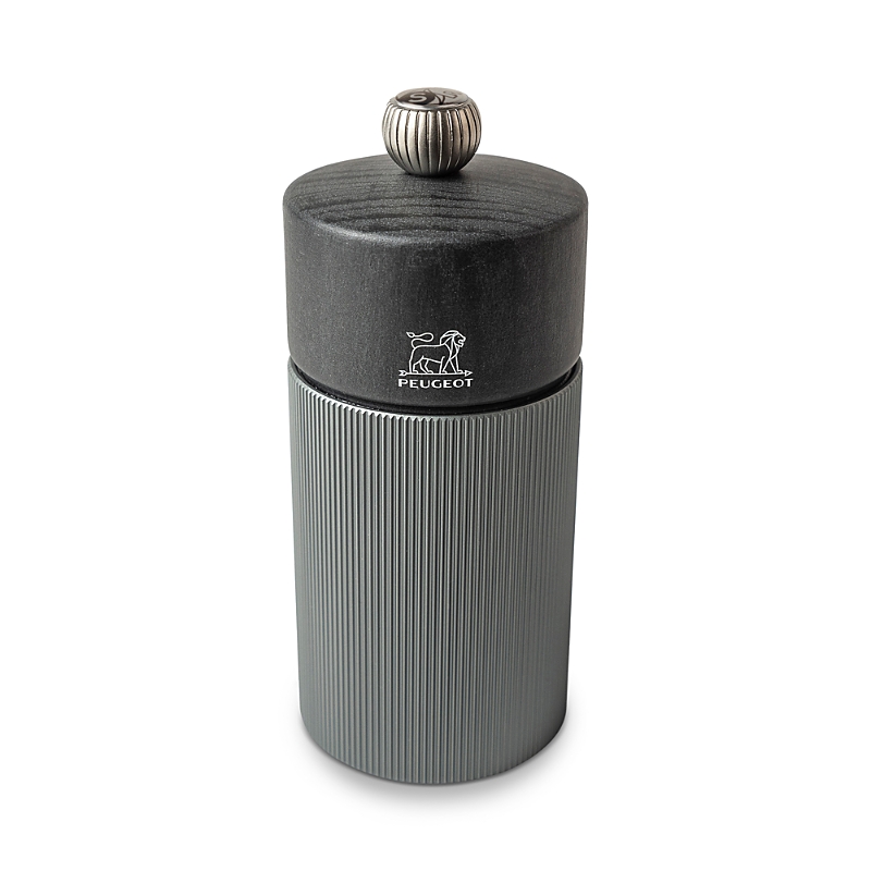 Peugeot Line Pepper Mill, Natural Aluminum 5 In Dark Beechwood With Dark Aluminum