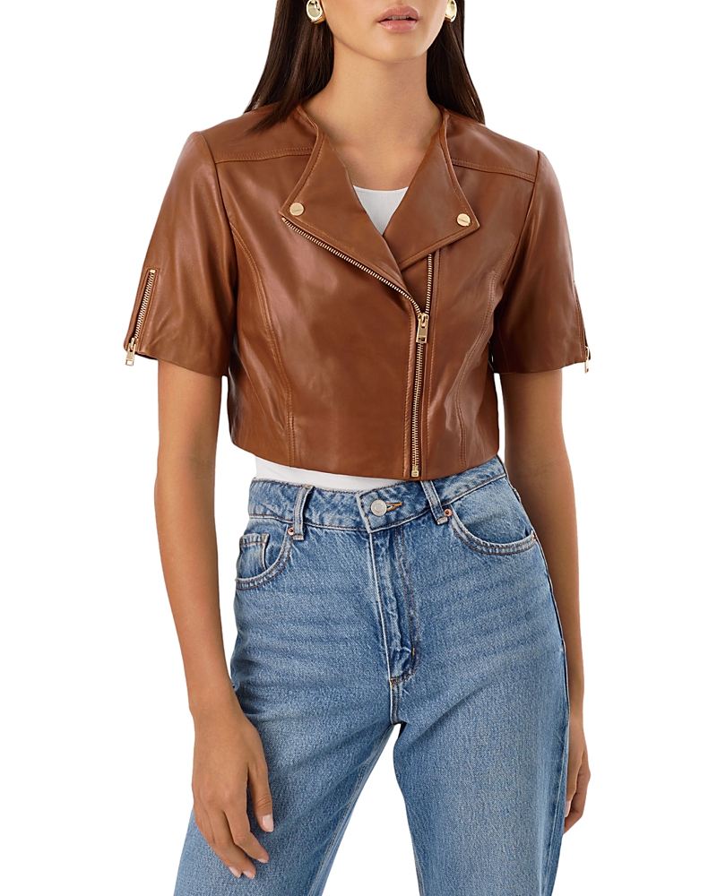 Lamarque Kirsi 21 Short Sleeve Cropped Jacket In Luggage