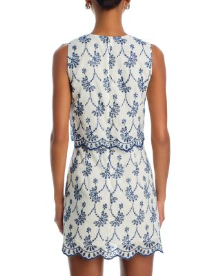 Embroidered Scalloped Mini Dress - Exclusive