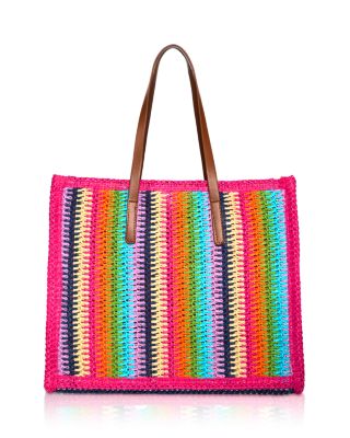AQUA - Large Multicolor Raffia Tote Bag - Exclusive