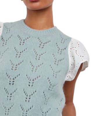 Everly Pointelle Contrast Sleeve Sweater