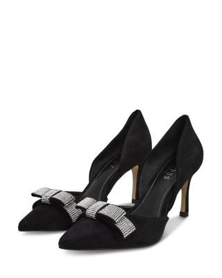 HOBBS LONDON - Women's Elva Jeweled Bow Court Kitten Heel Pumps