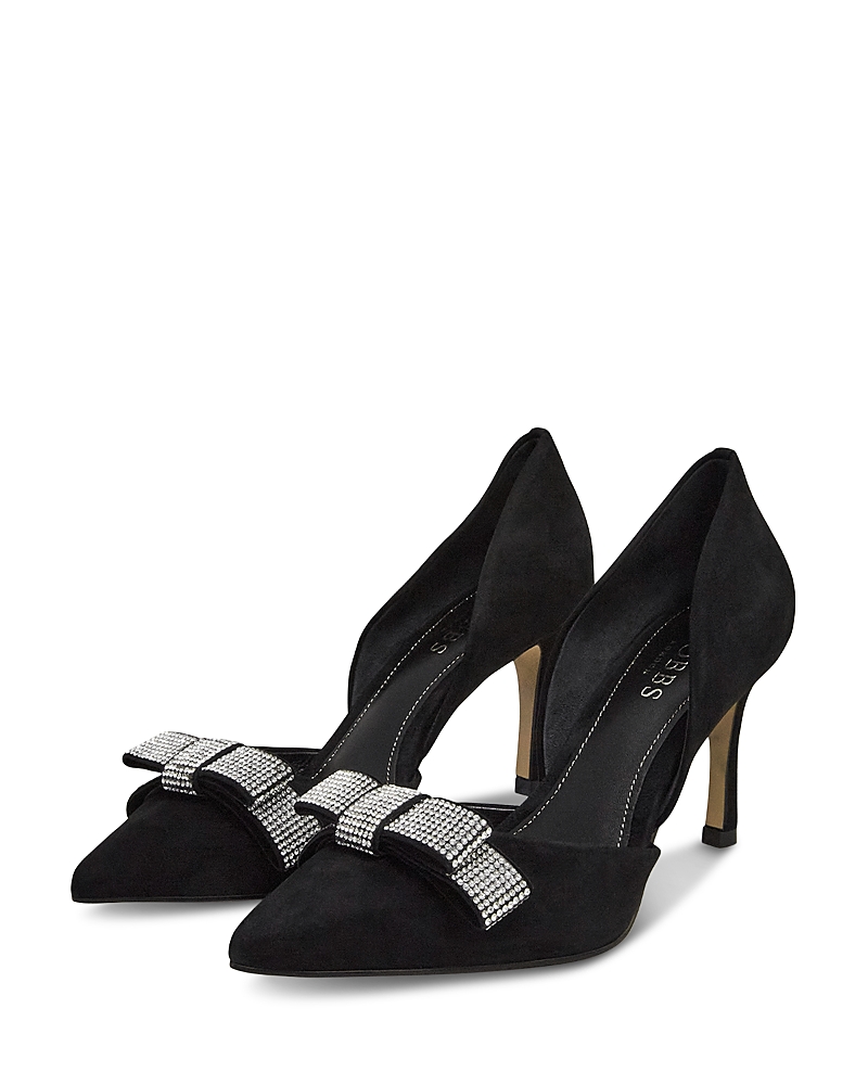 Hobbs London Women’s Elva Jeweled Bow Court Kitten Heel Pumps