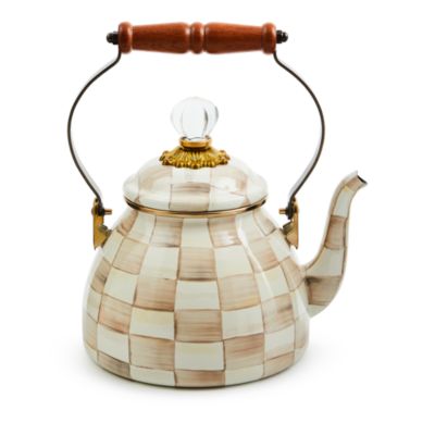 Mocha Check 2 Quart Tea Kettle
