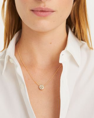 Kira Double T Circle Pendant Necklace in Silver & 18K Gold Plated, 16"