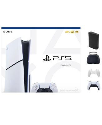  PlayStation 5 Slim Console - White with Accessories & White Controller (Total 2 Controllers Included)